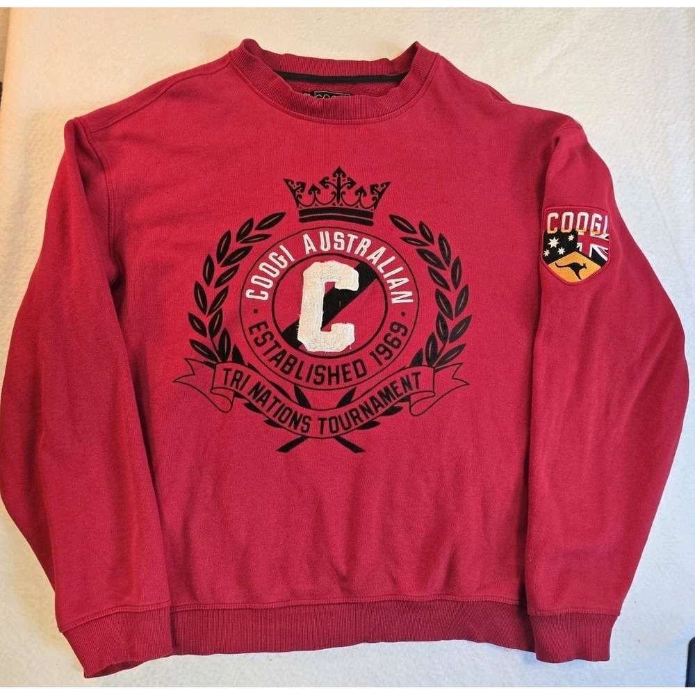 Coogi Sweatshirt Spell Out Logo Long Sleeve Red Men's 3XL Australia